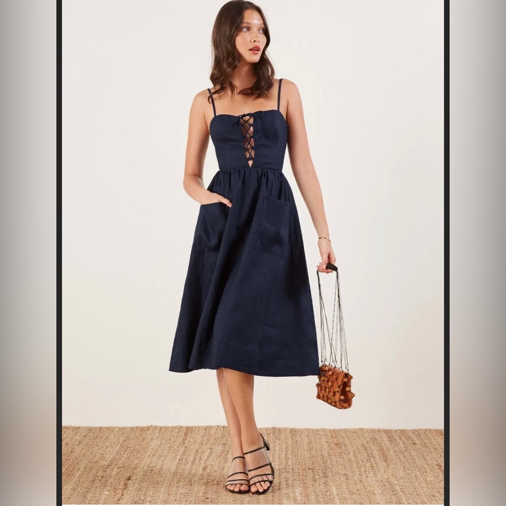 Reformation Ellen Linen Midi Dress
